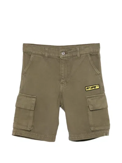 Off-white Kids' Cargo-pocket Shorts In Green