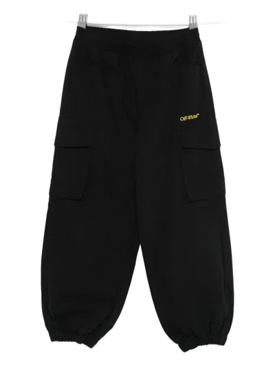 Off-white Kids' Cargo Pocket Trousers In Black