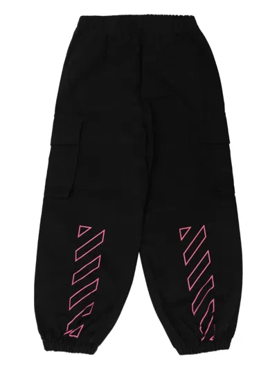 Off-white Kids' Cargo-pocket Trousers In Black