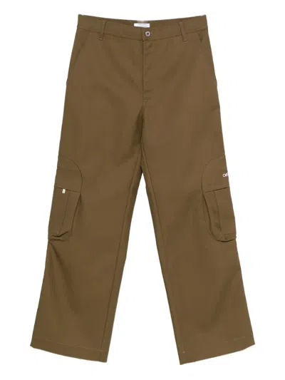 Off-white Cargo Pocket Trousers In Brown