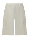 Off-white Men's Linen Safari Cargo Shorts In White Asparagu