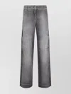 Off-white Cargo Style Denim Trousers Pockets In Gray