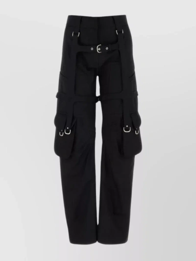 OFF-WHITE CARGO TROUSERS WITH WIDE-LEG CUT AND MULTIPLE POCKETS