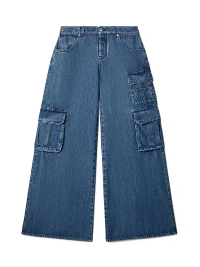 Off-white Cargo Wide Denim Pants In Blue