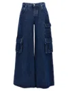 Off-white Wide-leg Cargo Jeans In Deep Blue