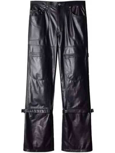 Off-white Carpenter Leather Trousers In Blue