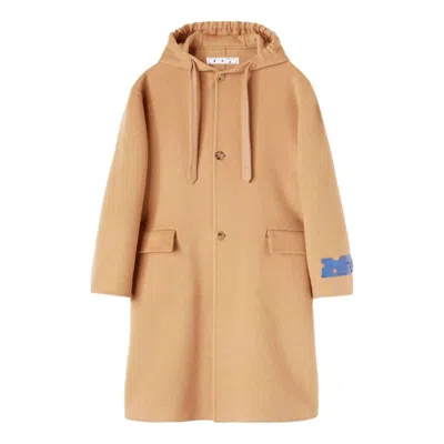 Off-white Cashmere Hooded Midi Coat 'khaki'