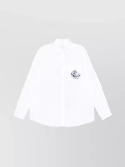 OFF-WHITE CASUAL SHIRT WITH GRAPHIC PRINT AND COLLAR