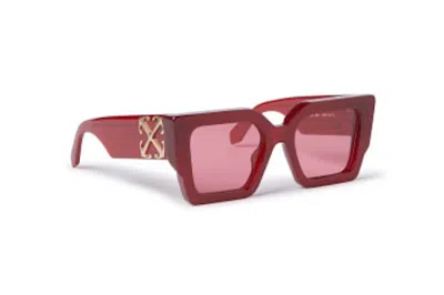Pre-owned Off-white Catalina Square Sunglasses Burgundy (oeri128s24pla0012828-fr)