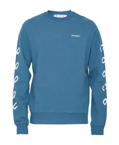 Off-white Chain Arrows Print Crew Neck Sweatshirt In Blue