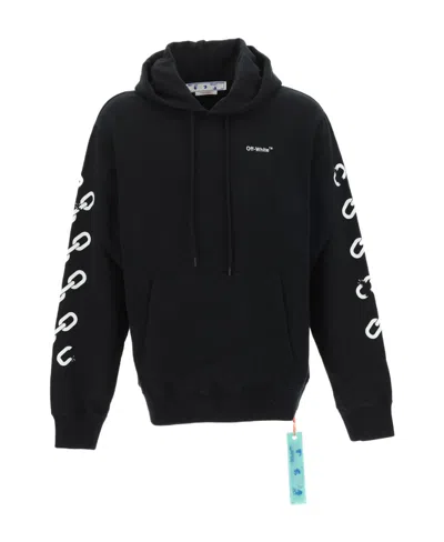 Off-white Chain-link Arrows-motif Hoody In Black