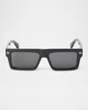 Off-white Chandler Logo Rectangle Sunglasses In 1007 Black Dark Grey
