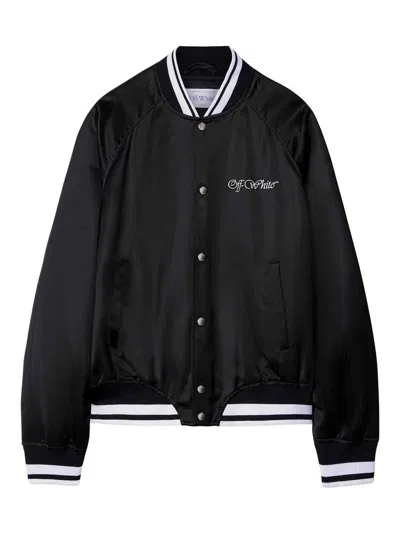 OFF-WHITE COLLEGE SATIN SOUVENIR BOMBER JACKET