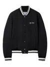 Off-white College Satin Souvenir Bomber Jacket In Black