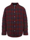 Off-white Long-sleeve Button-up Shirt With Plaid Pattern In Burgundy