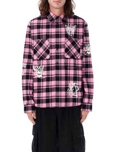 Off-white Character Check Flannel Shirt In Cabaret