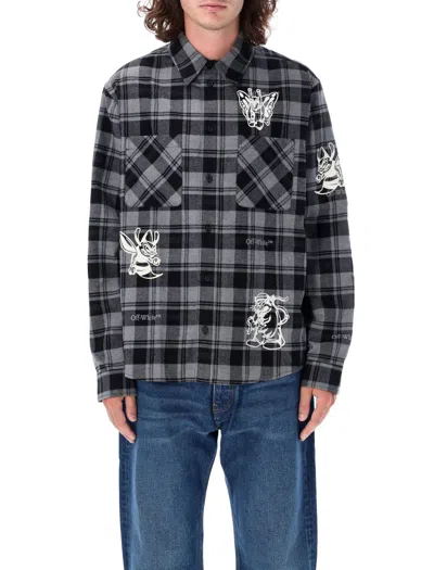 OFF-WHITE CHARACTER CHECK FLANNEL SHIRT