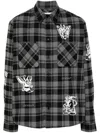 Off-white Grey And Black Shirt With Characters Print And Check Motif In Black/white