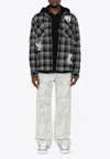 Off-white Grey And Black Shirt With Characters Print And Check Motif In Cotton Man In Gray