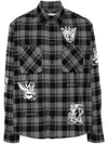 Off-white Grey And Black Shirt With Characters Print And Check Motif In Cotton Man In Black