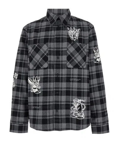 OFF-WHITE OFF-WHITE CHARACTER CHECKED LONG-SLEEVED SHIRT