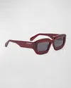 Off-white Charlotte Rectangle Acetate Sunglasses In 2807 Burgundy Dark Grey