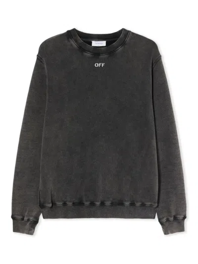 Off-white Arrow Logo Check Knit Sweatshirt In White