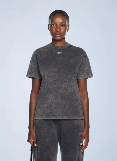 Off-white Check Flan Arrow Logo T-shirt In Gray