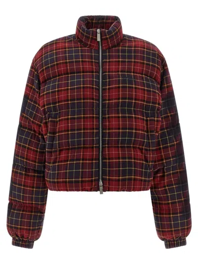 Off-white Check Flan Arrow Spray' Down Jacket In Brown