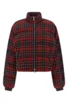 Off-white 'check Flan Arrow Spray' Down Jacket In Burgundy