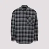 Off-white Dark Grey Cotton Check Flann Padded Overshirt In Dark Grey