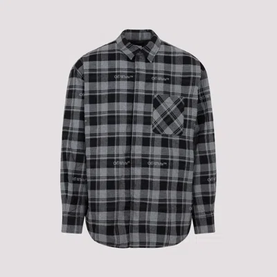 Off-white Flannel Shirt Check Pattern Logo In Black