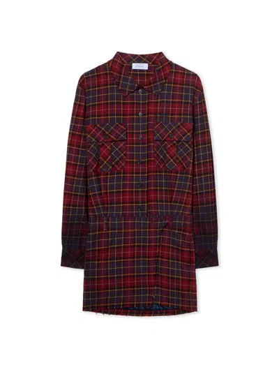 Off-white Check Flannel Arrow Dress In Multi