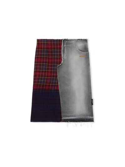 Off-white Check Flannel Denim Skirt In Multi