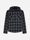 Off-white Hooded Flannel Shirt In Dark Grey,black