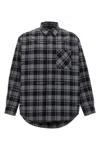 Off-white Dark Grey Cotton Check Flann Padded Overshirt