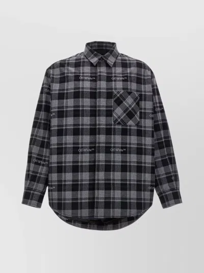 Off-white Flannel Shirt Check Pattern Logo In Black