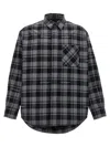 Off-white Dark Grey Cotton Check Flann Padded Overshirt