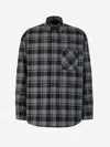 Off-white Dark Grey Cotton Check Flann Padded Overshirt In Grey