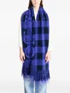 Off-white Check-pattern Fringed Scarf In Blue