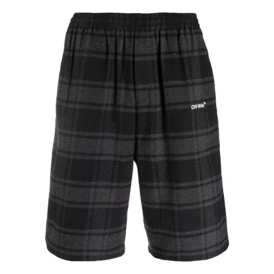 Off-white Check-print Shorts 'black Grey' In Gray