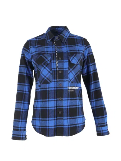Pre-owned Off-white Checked Button-down Long-sleeve Shirt In Blue
