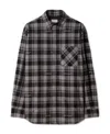 Off-white Dark Grey Cotton Check Flann Padded Overshirt In Black