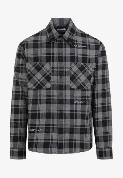 OFF-WHITE CHECKED LONG-SLEEVED SHIRT