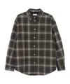 Off-white Grey Shirt With Logo Lettering On The Front And All-over Check Motif In Cotton Man In Black