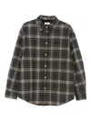 Off-white Grey Shirt With Logo Lettering On The Front And All-over Check Motif In Cotton Man In Gray