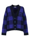 Off-white Jacquard Check Knit Cardigan In Blue