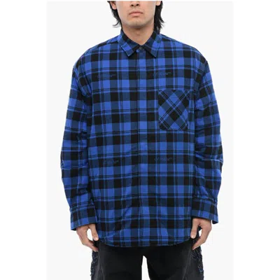 Off-white Checkered Lined Flannel Overshirt In Blue
