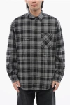 Off-white Dark Grey Cotton Check Flann Padded Overshirt