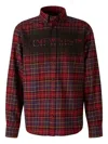 Off-white Bordeaux Shirt With Maxi Logo Lettering On The Front And All-over Check Motif In Wool Man In Red